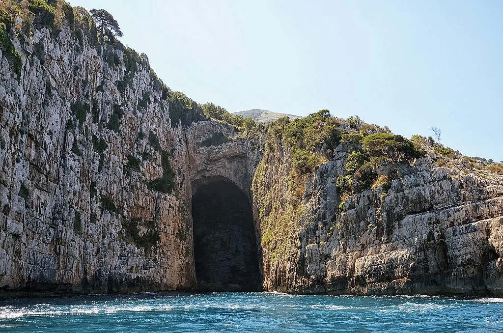 Limestone cliffs plunging into the sea on the Karaburun peninsula